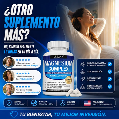 Suplemento Magnesio Complex Toplux  8 en 1 | 90 Cp