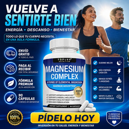 Suplemento Magnesio Complex Toplux  8 en 1 | 90 Cp