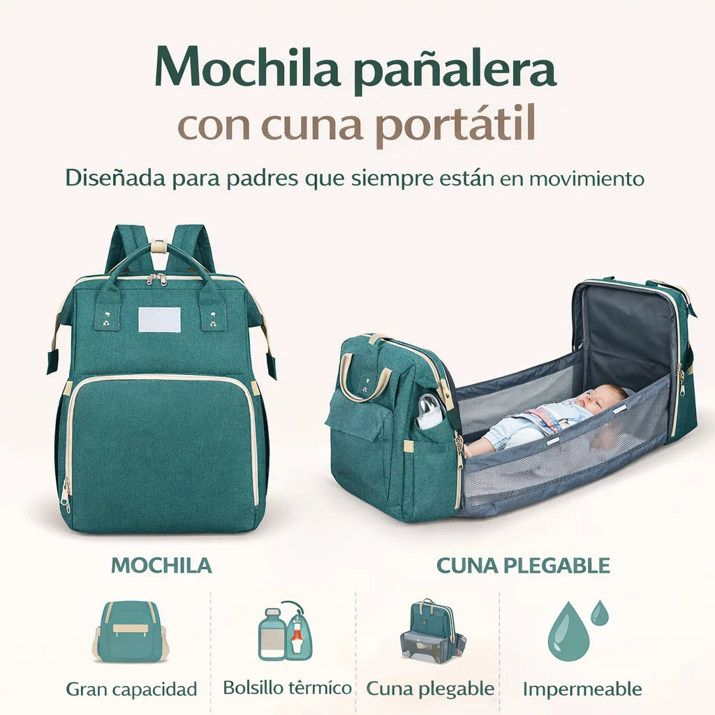Mochila Pañalera | Cuna portátil en segundos