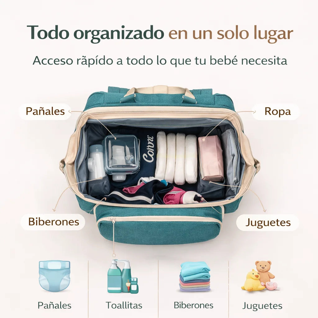 Mochila Pañalera | Cuna portátil en segundos