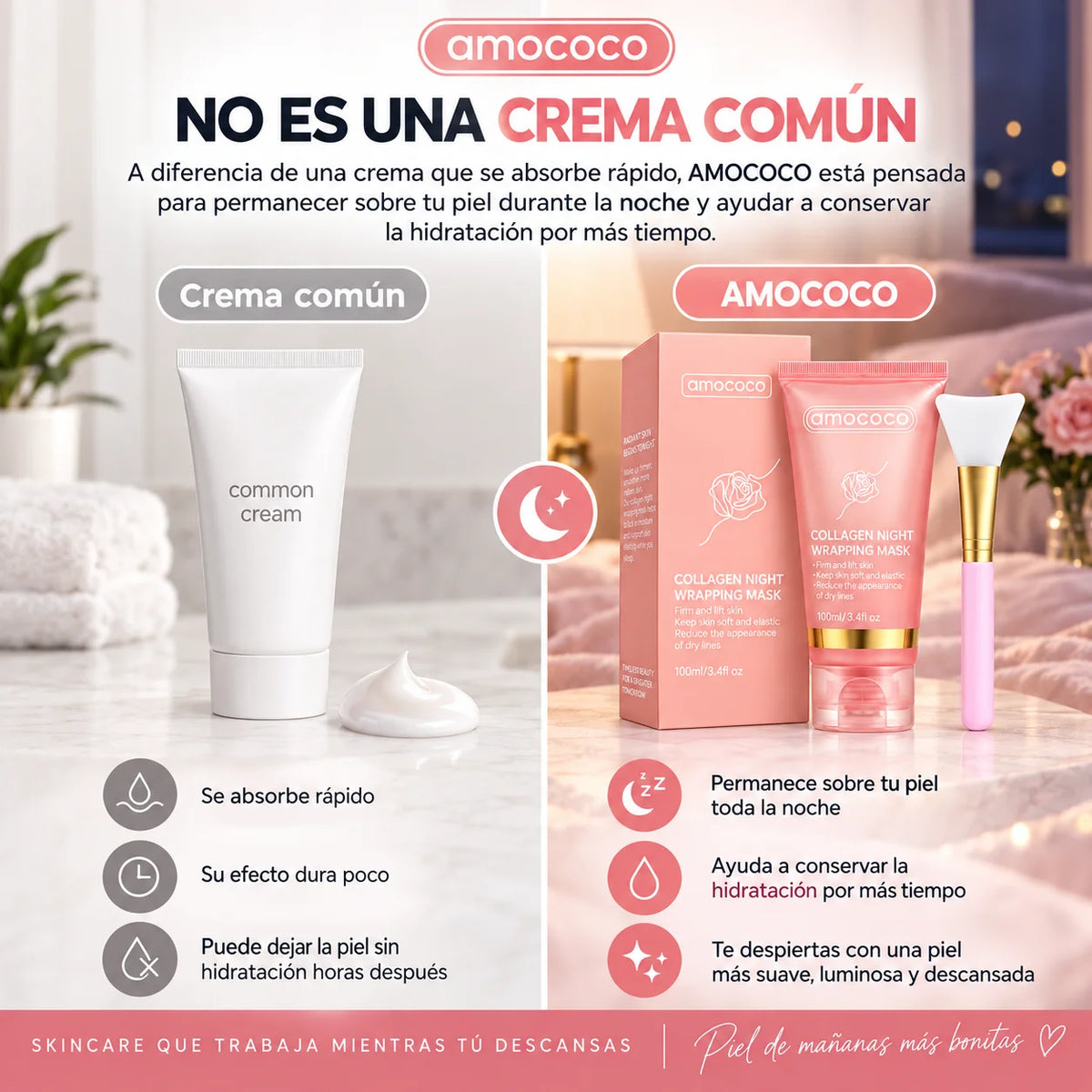 Mascarilla Nocturna AMOCOCO | Hidratación y Luminosidad Mientras Duermes