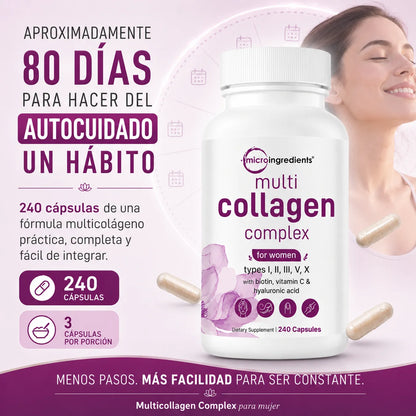 Multicolágeno Complex para Mujer | Biotina, Vitamina C y Ácido Hialurónico