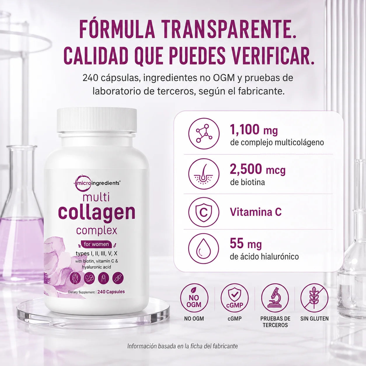 Multicolágeno Complex para Mujer | Biotina, Vitamina C y Ácido Hialurónico