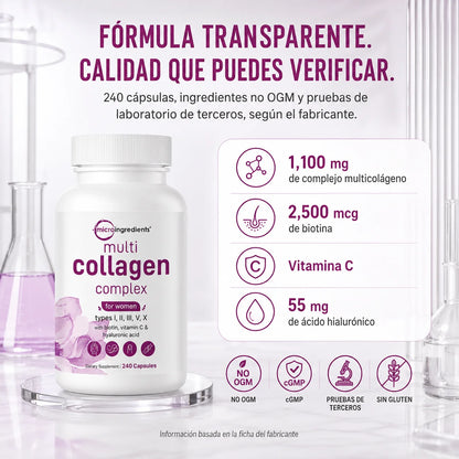 Multicolágeno Complex para Mujer | Biotina, Vitamina C y Ácido Hialurónico