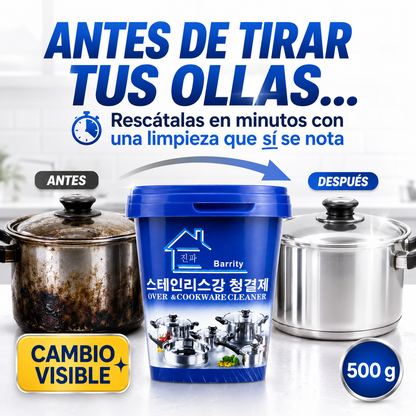 Pasta Limpiadora Ollas Acero Inoxidable | Elimina Grasa Extrema Sin Tallar
