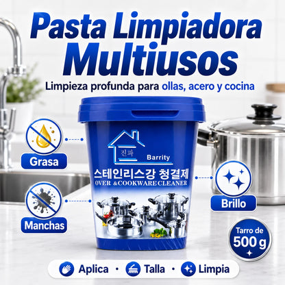 Pasta Limpiadora Ollas Acero Inoxidable | Elimina Grasa Extrema Sin Tallar