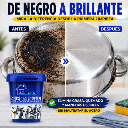 Pasta Limpiadora Ollas Acero Inoxidable | Elimina Grasa Extrema Sin Tallar