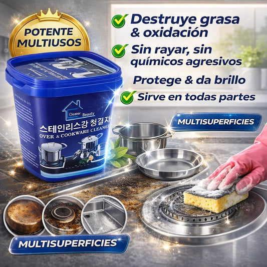 3x1 Pasta Limpiadora Ollas Acero Inoxidable | Elimina Grasa Extrema Sin Tallar