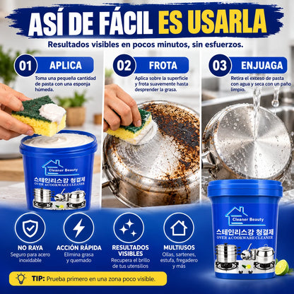 3x1 Pasta Limpiadora de Ollas para Acero Inoxidable