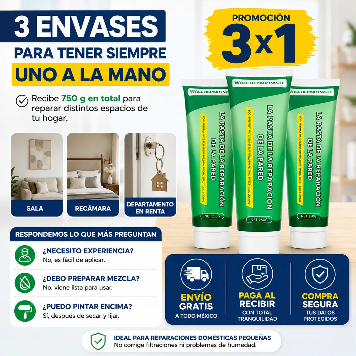 EasyWall 3x1 | Repara Grietas en Minutos