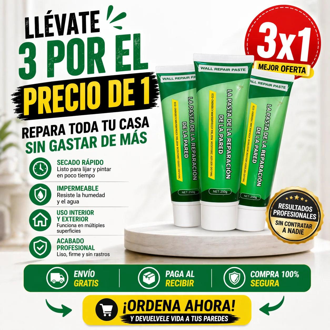 EasyWall 3x1 | Repara Grietas en Minutos