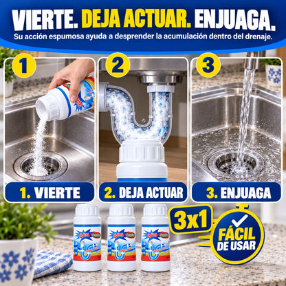 3x1 Polvo Destapacaños | Destapa y elimina malos olores