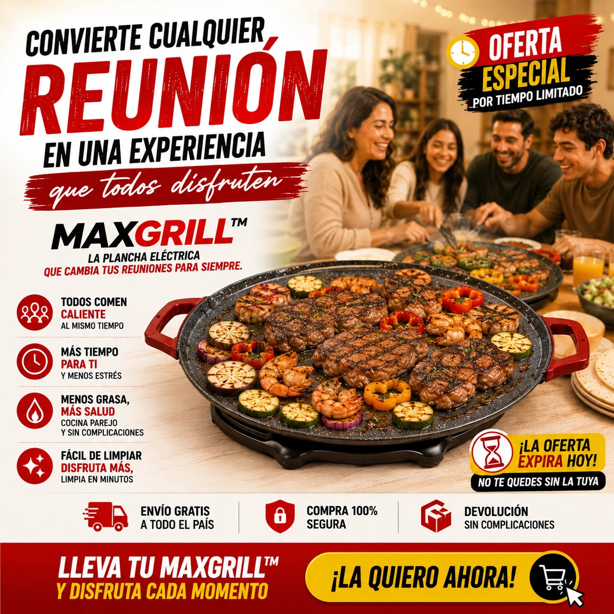 MaxGrill Plancha Eléctrica | Cocina Todo Caliente