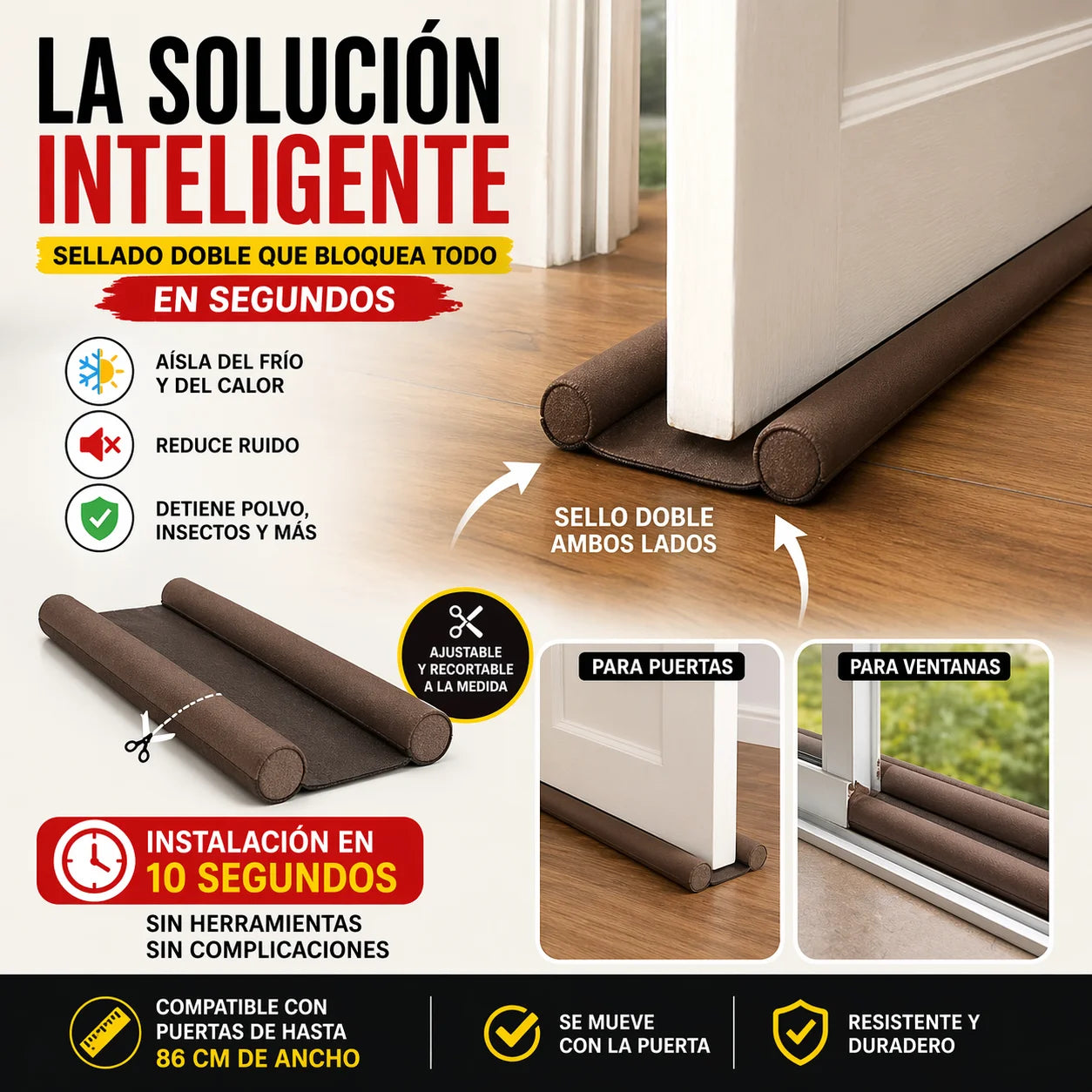 ¡PROMO 2x1! SellaPuerta 360° | Bloquea Aire, Polvo y Ruido en Segundos