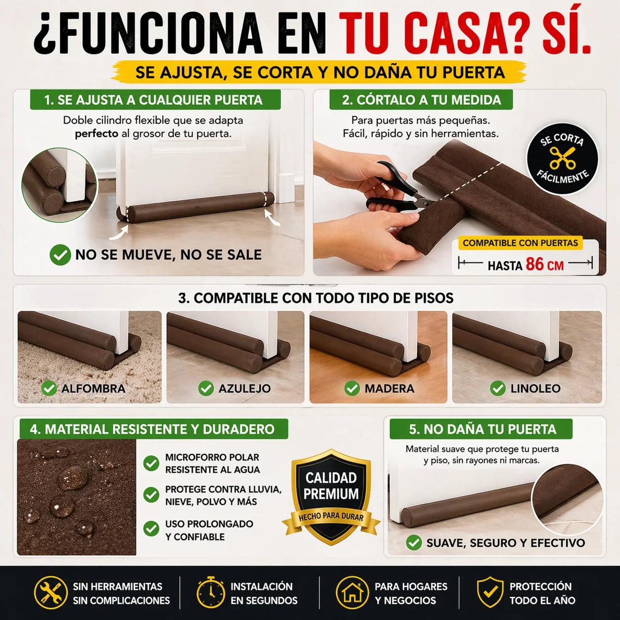 ¡PROMO 2x1! SellaPuerta 360° | Bloquea Aire, Polvo y Ruido en Segundos