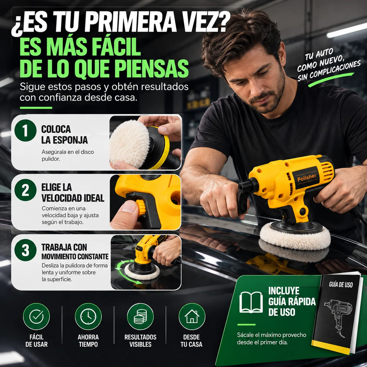Pulidora Polisher Eléctrica | Almohadilla Desmontable