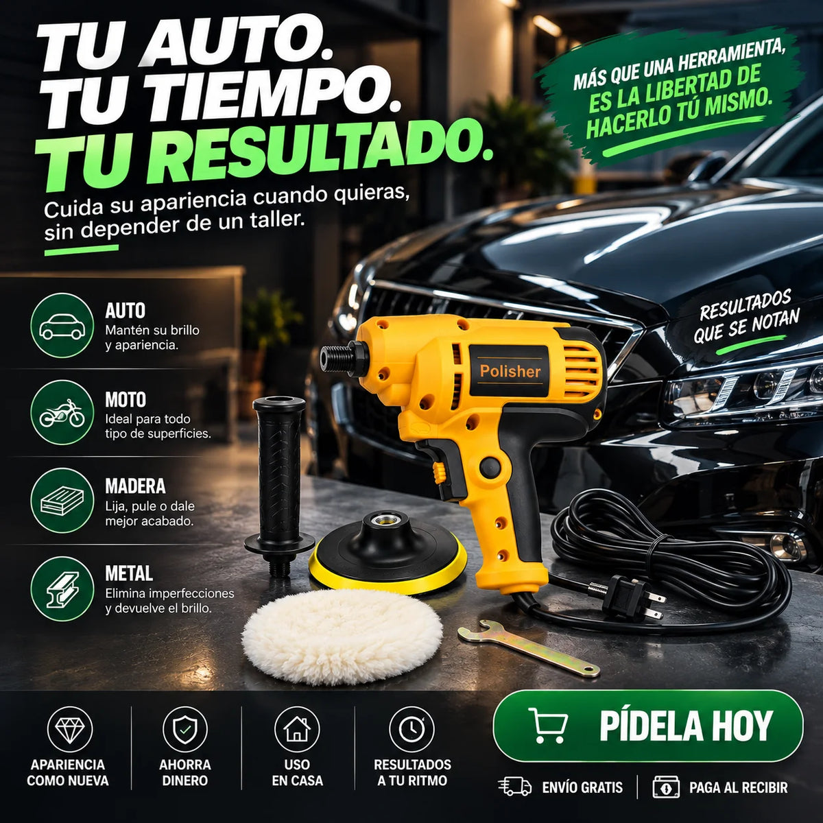 Pulidora Polisher Eléctrica | Almohadilla Desmontable