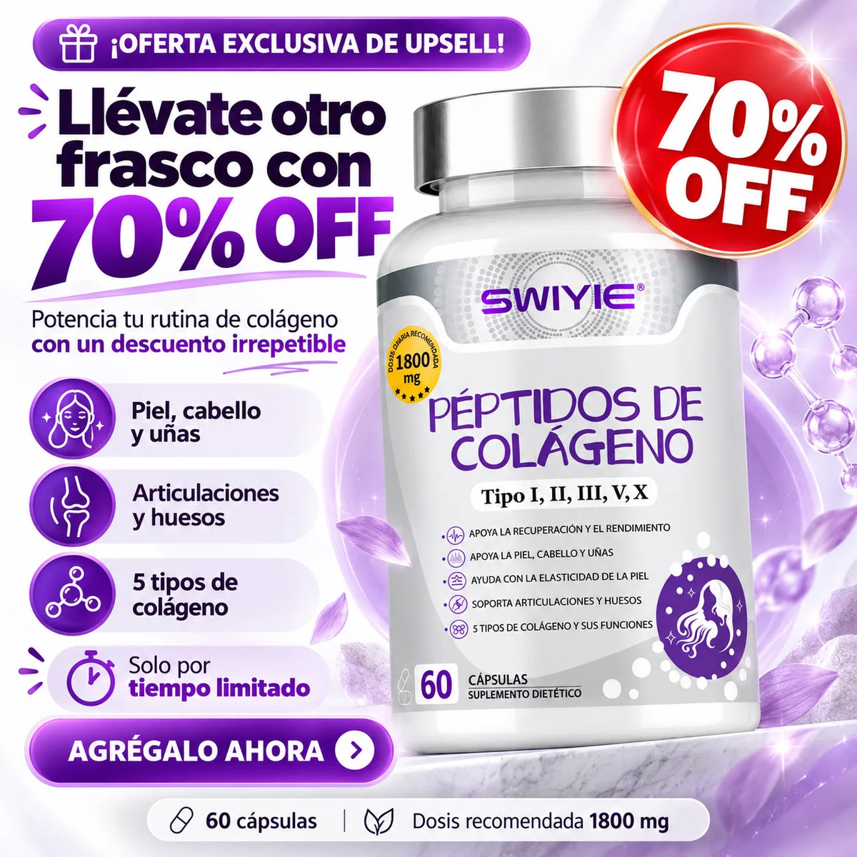 Péptidos de Colágeno Swiyie | Tipo I, II, III, V y X (2)