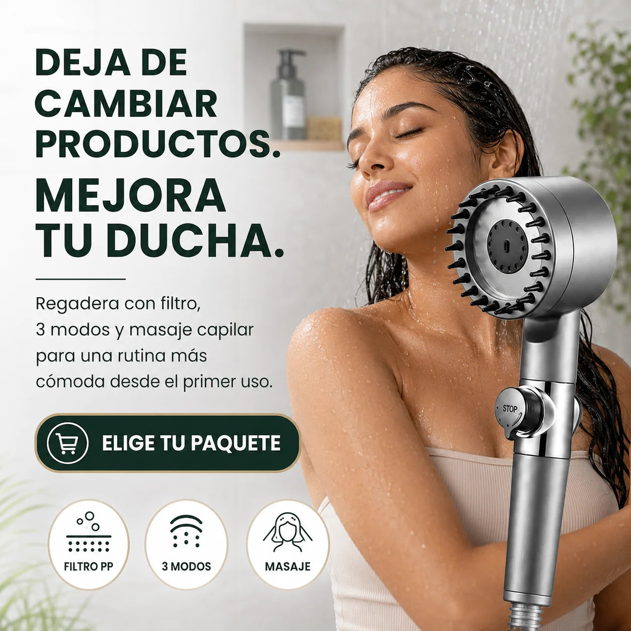 Regadera de Alta Presión | Cabezal Ajustable
