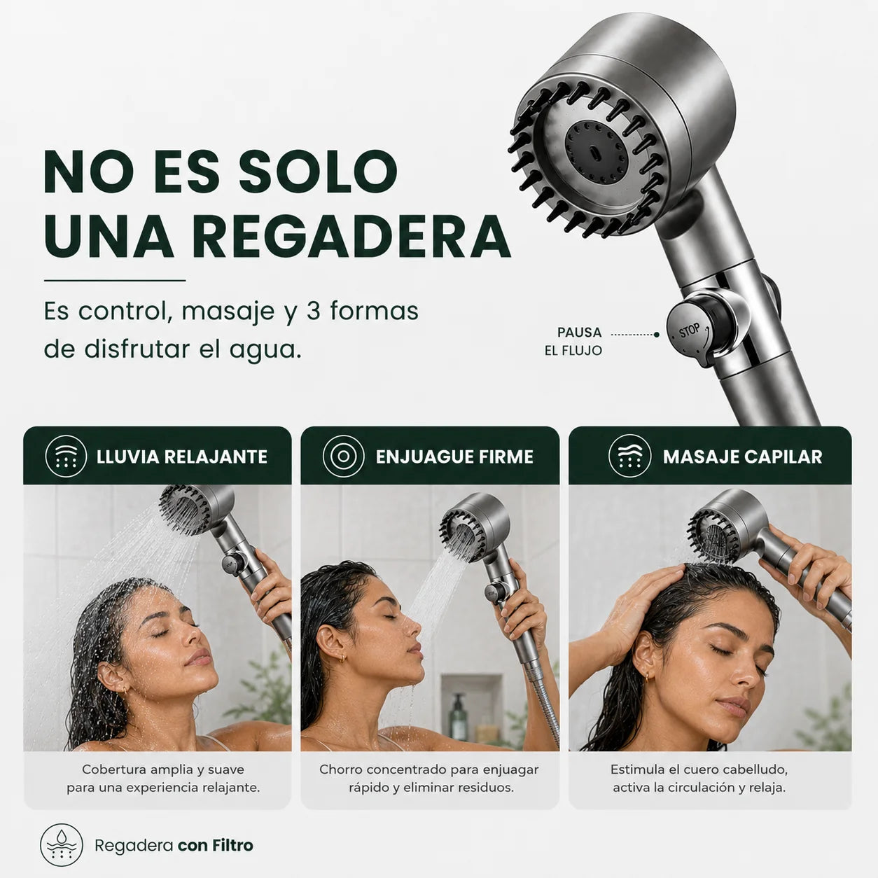 Regadera de Alta Presión | Cabezal Ajustable
