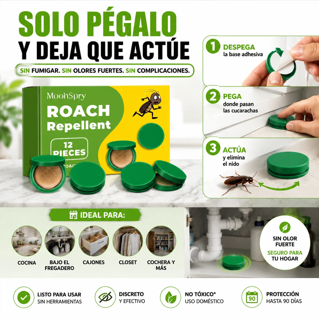 MoonSpry™ | Elimina Cucarachas Desde el Nido y Protege tu Hogar por 90 Días