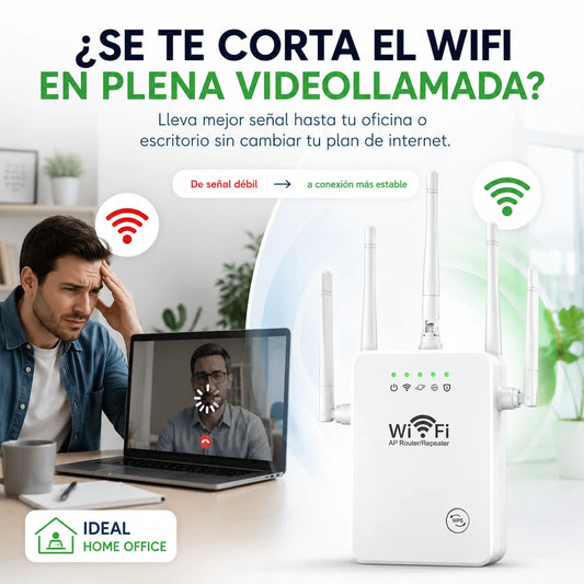 Repetidor WiFi 300Mbps de Largo Alcance | Señal Fuerte en Todo tu Hogar
