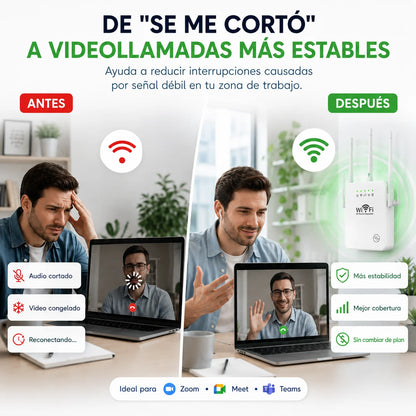 Repetidor WiFi 300Mbps de Largo Alcance | Señal Fuerte en Todo tu Hogar