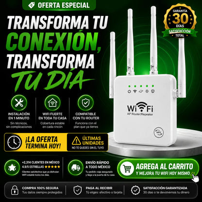 Amplificador de Señal WiFi 300 Mbps | Extiende la Cobertura de tu Módem