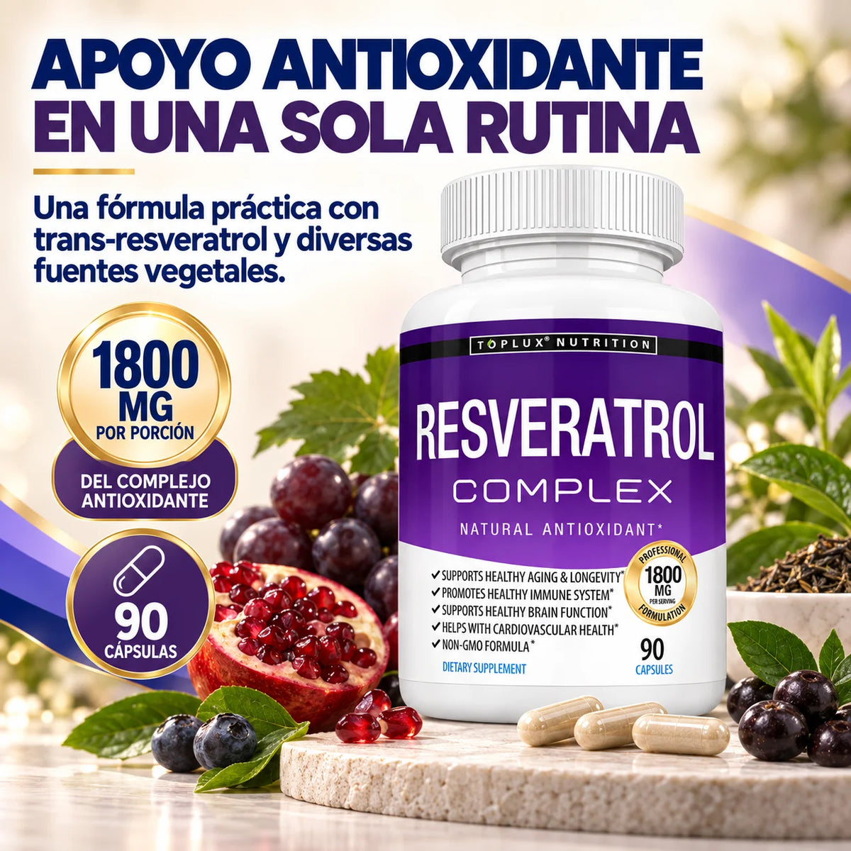 Resveratrol Complex Toplux | Antioxidante y Bienestar Diario