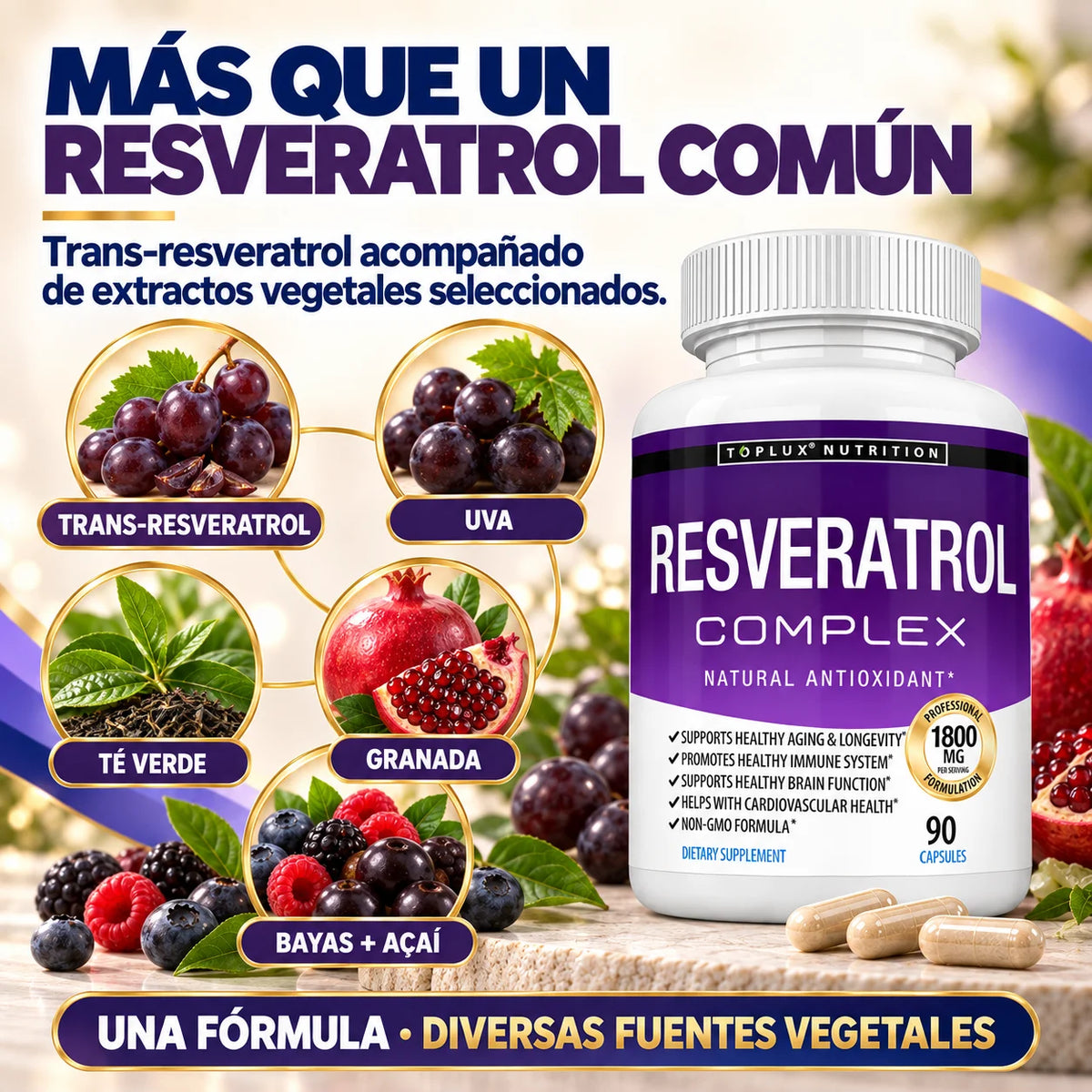 Resveratrol Complex Toplux | Antioxidante y Bienestar Diario