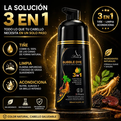 Shampoo Negro 3 en 1 de 500 Ml | Adiós Canas En Minutos