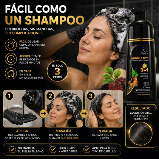 Shampoo Negro 3 en 1 de 500 Ml | Adiós Canas En Minutos