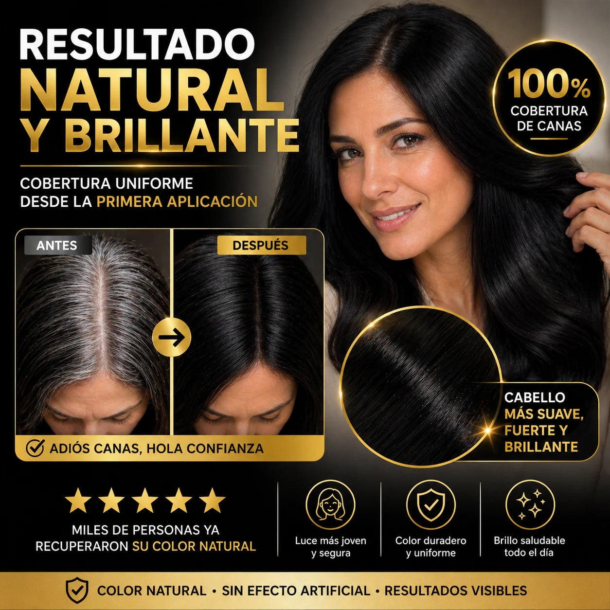 Shampoo Negro 3 en 1 de 500 Ml | Adiós Canas En Minutos
