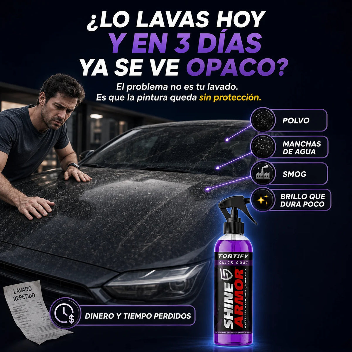 Spray Cerámico 3 en 1 para Auto | Brillo y Protección Sin Agua