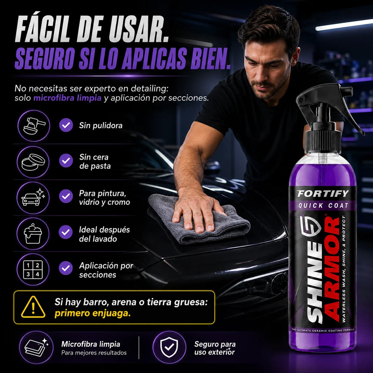 Spray Cerámico 3 en 1 para Auto | Brillo y Protección Sin Agua