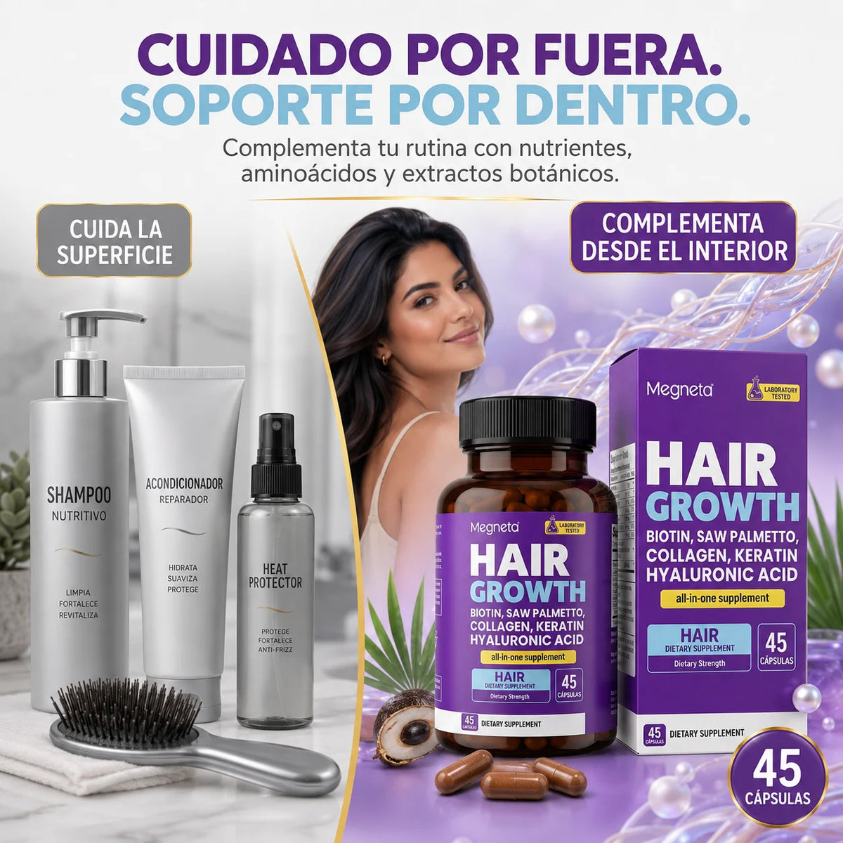 Suplemento Hair Growth Megneta | Biotina y Colágeno