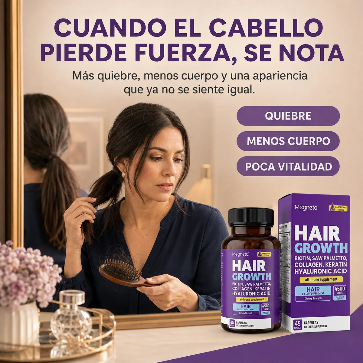 Suplemento Hair Growth Megneta | Biotina y Colágeno