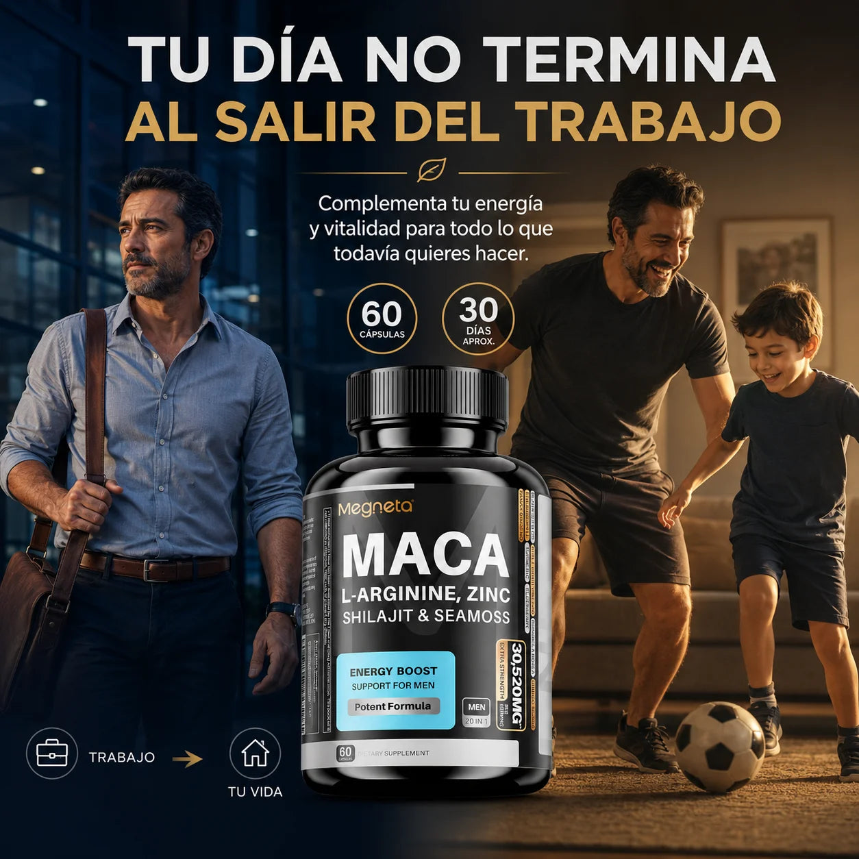 Suplemento Megneta con Maca, Shilajit y Ginseng | 60 Cápsulas
