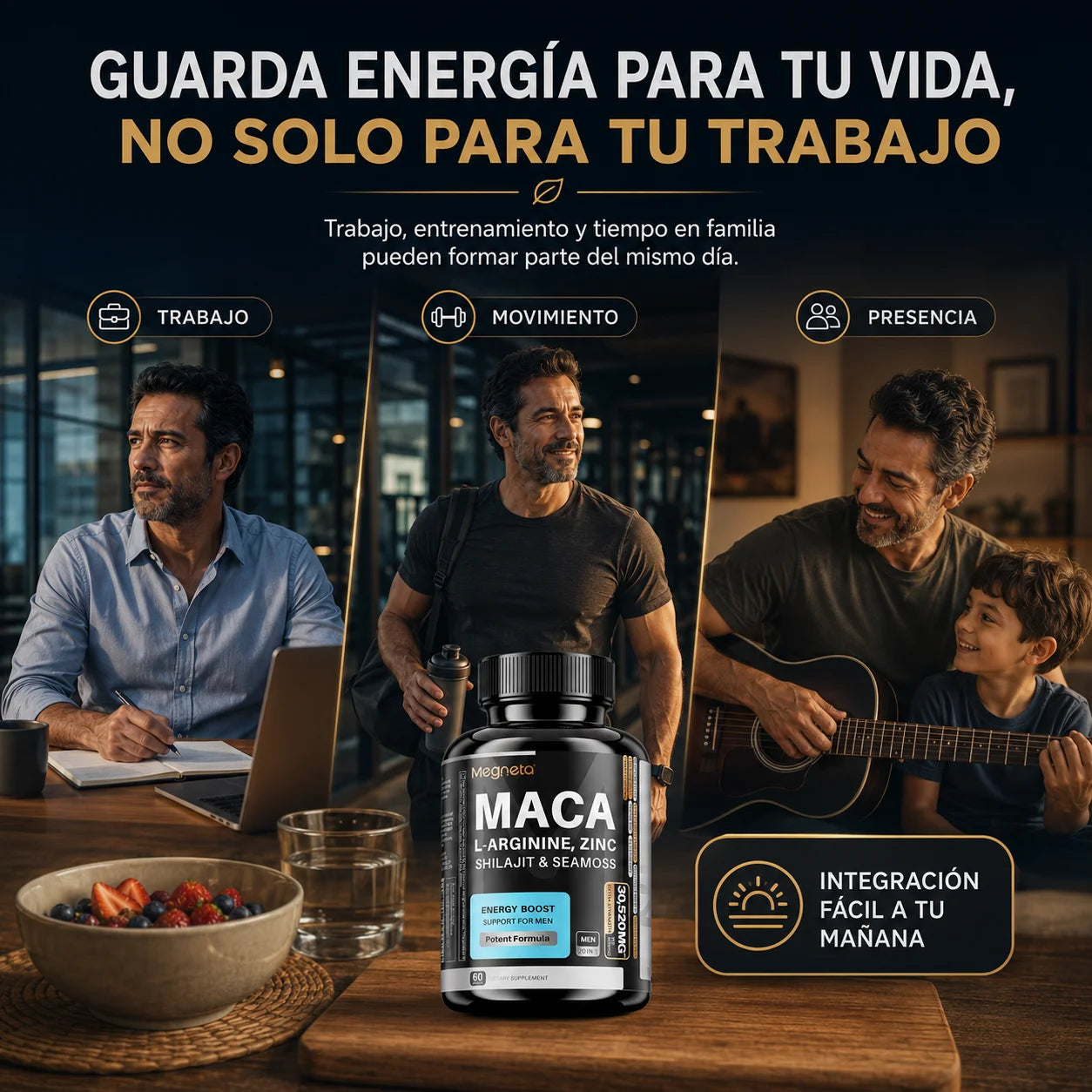 Suplemento Megneta con Maca, Shilajit y Ginseng | 60 Cápsulas