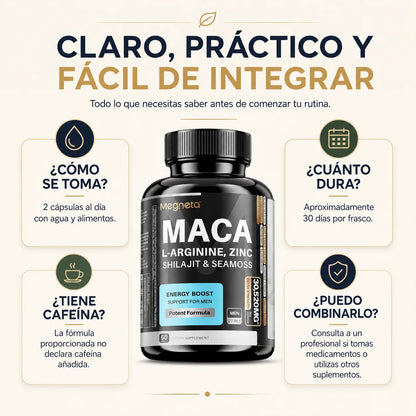 Suplemento Megneta con Maca, Shilajit y Ginseng | 60 Cápsulas