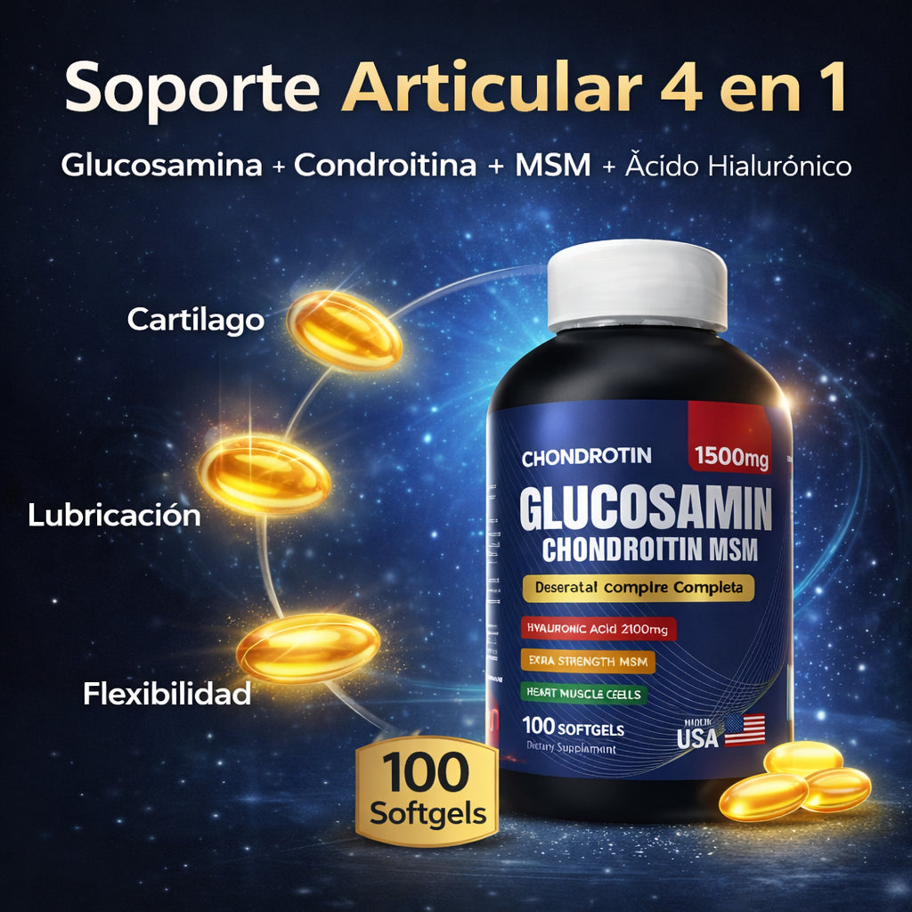 Glucosamina + Ácido Hialurónico | Fórmula 4 en 1 para Movilidad Activa
