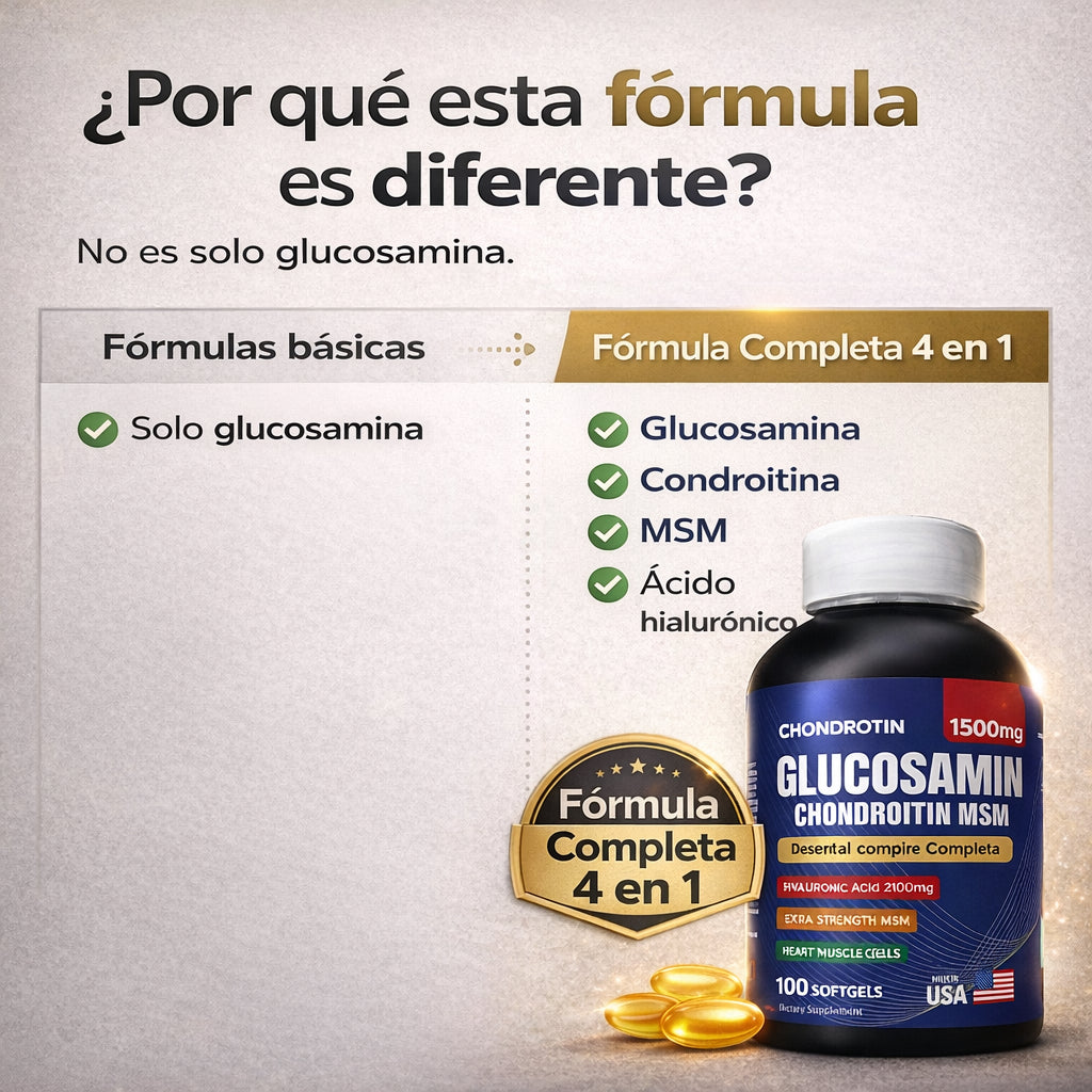 Glucosamina + Ácido Hialurónico | Fórmula 4 en 1 para Movilidad Activa