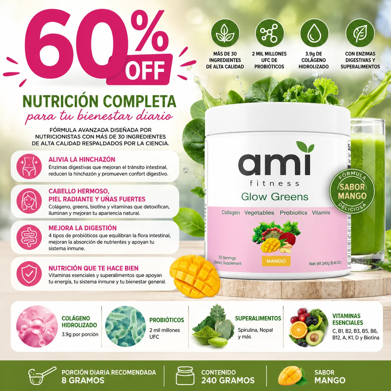 Suplemento Ami Colageno Con Probioticos
