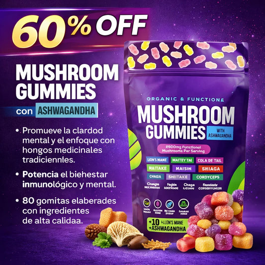 Suplemento Mushroom Ashwagandha 80 Gomas