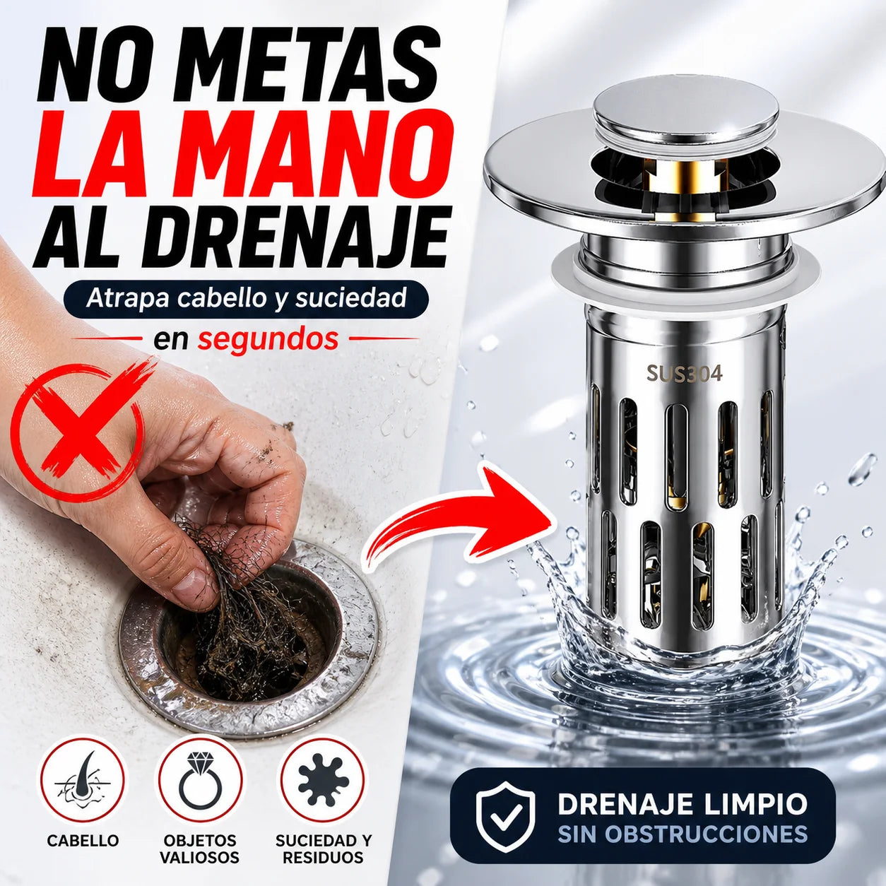 Kit x2 Tapon De Drenaje DrenaFlow | Cero Obstrucciones