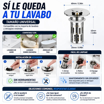 Kit x2 Tapon De Drenaje DrenaFlow | Cero Obstrucciones
