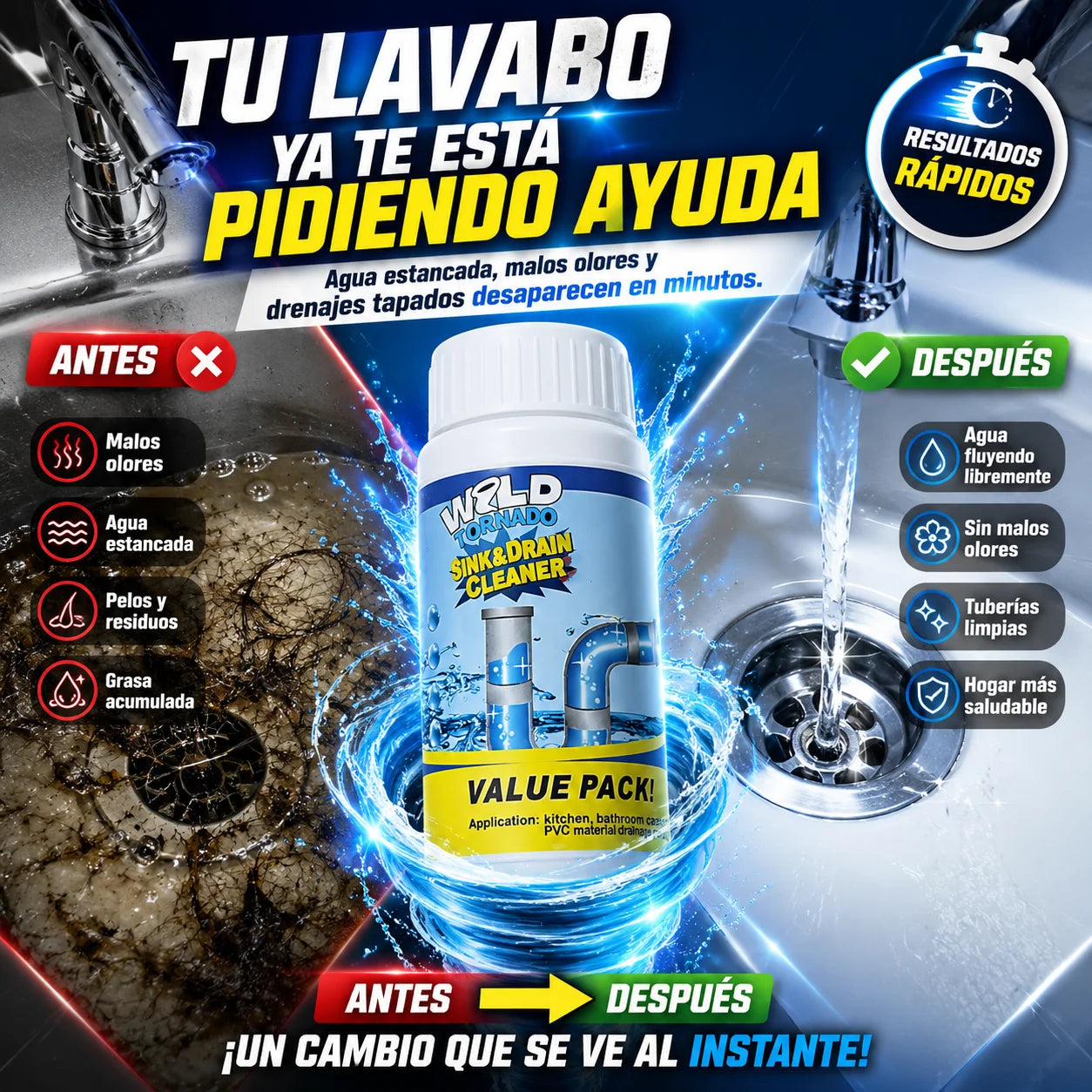 Wild Tornado | Destapa y elimina malos olores