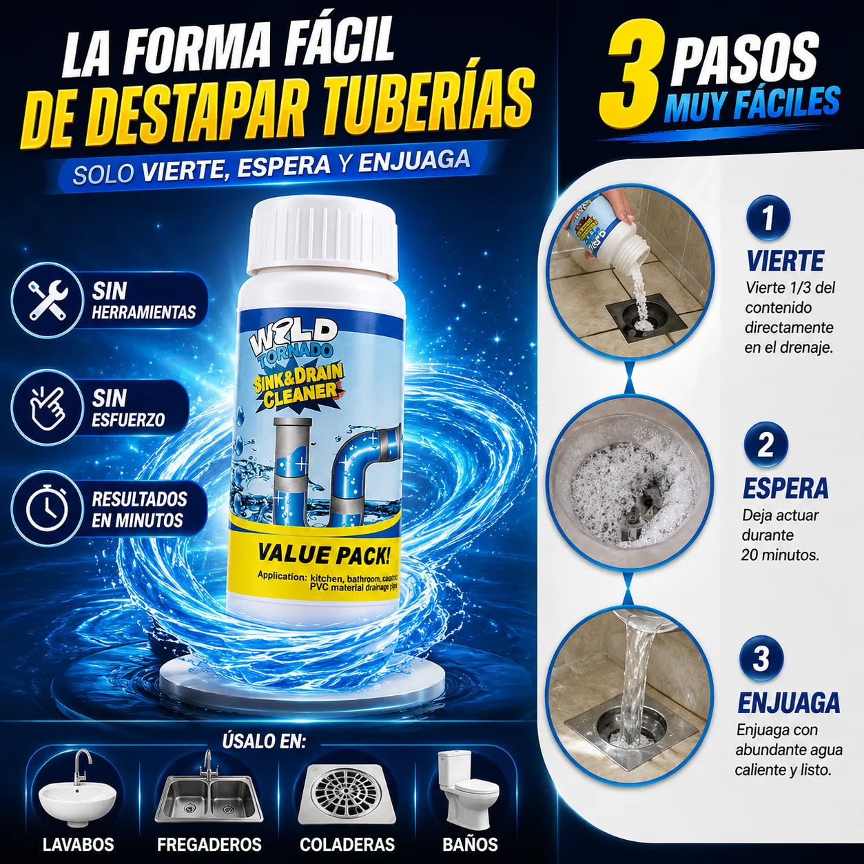 Wild Tornado | Destapa y elimina malos olores