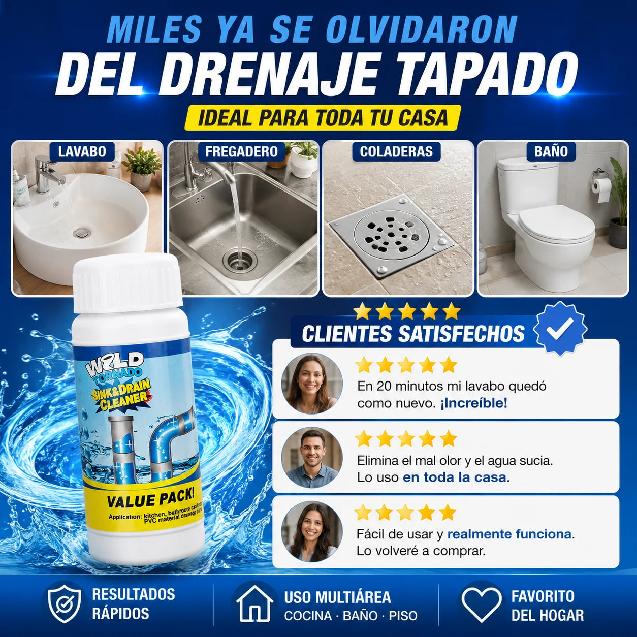 Wild Tornado | Destapa y elimina malos olores