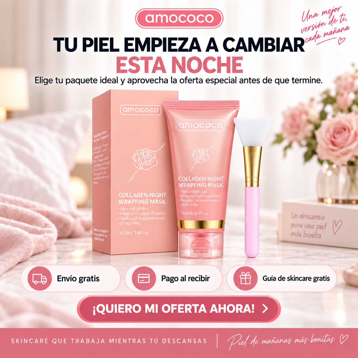 Mascarilla Nocturna AMOCOCO | Hidratación y Luminosidad Mientras Duermes